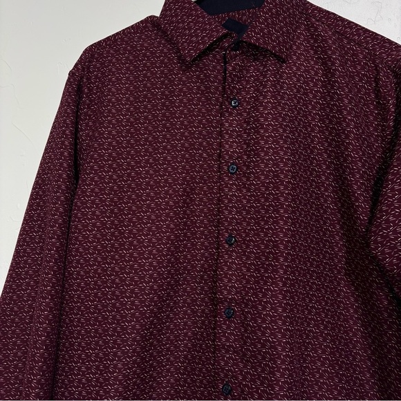 Silver Stone Modern Fit Men's Large Button Front Down Dress Shirt Long Sleeve - Picture 2 of 5